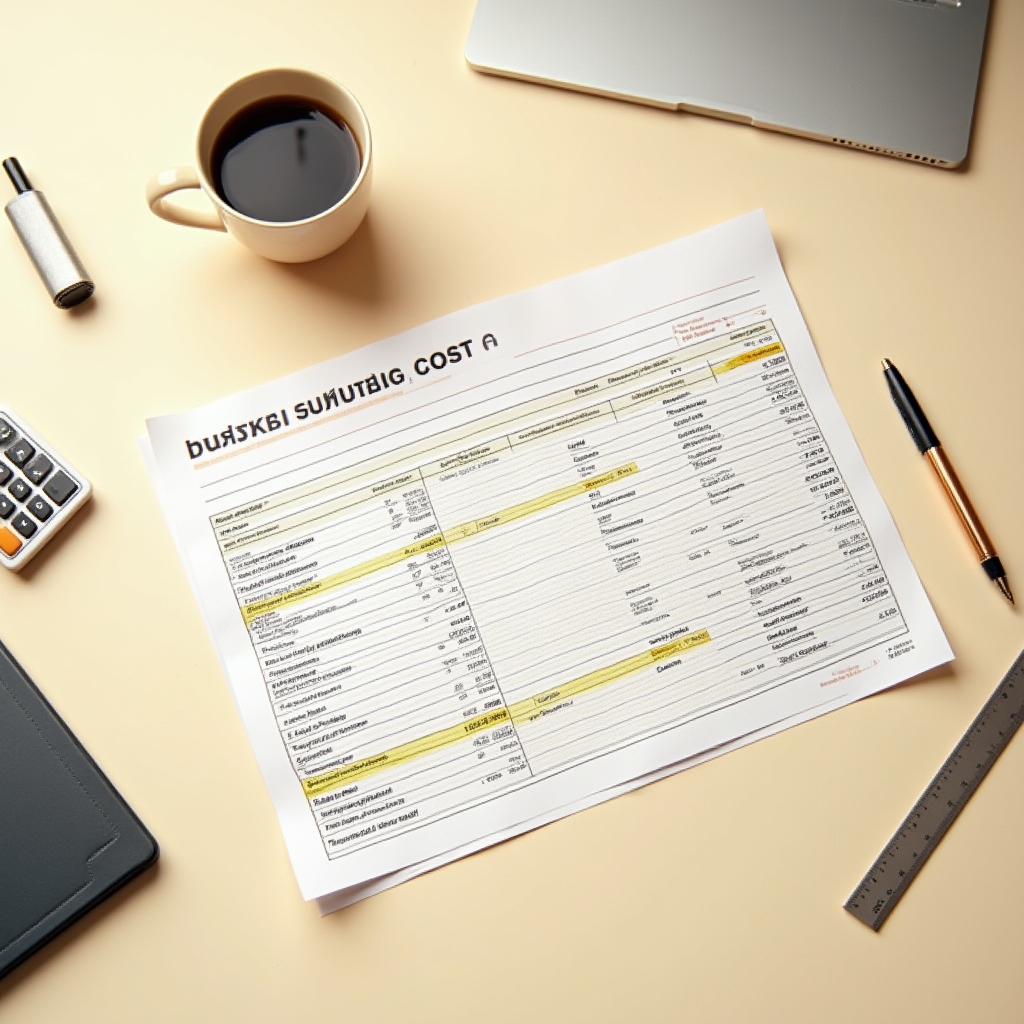 Wide view of a budget spreadsheet showing departmental cost structure