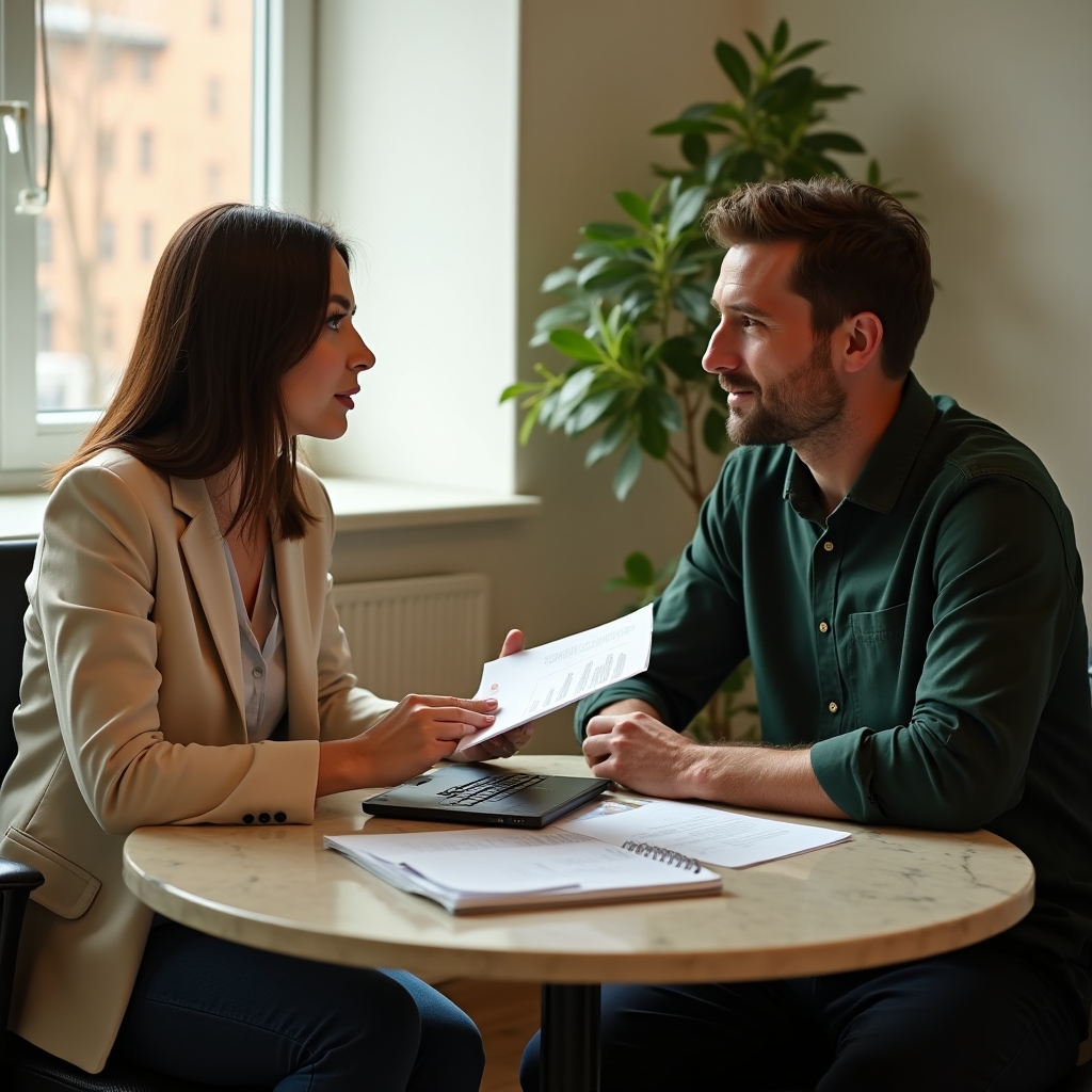 Finance professional and non-financial manager in productive dialogue