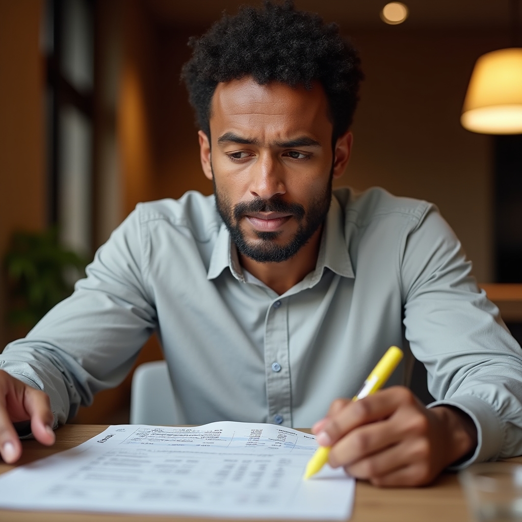 Manager reviewing budget spreadsheet at seminar desk